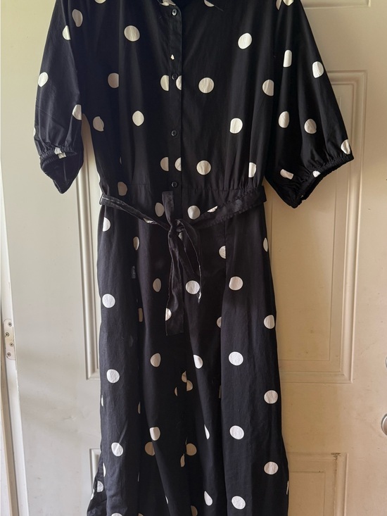 a new day Dresses & Skirts - A new day lightweight cotton black and white polka dot midi dress XL